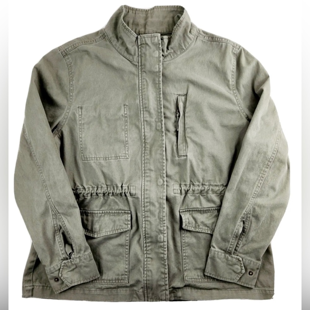 ANA Large Army Green Jacket Coat Cinch Waist  | Vintage military style